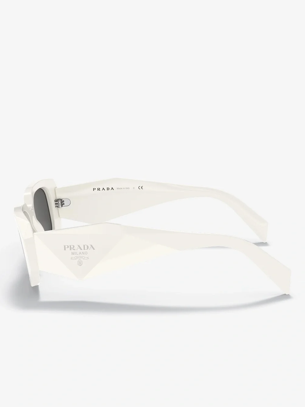 Prada White Rectangular-Edge Sunglasses with Black Lenses